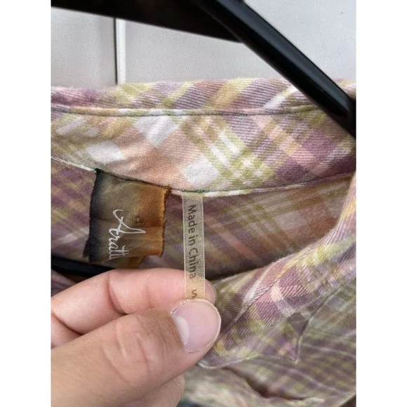 Aratta Silent Journey Plaid/Floral Back Button Up Long Sleeve Size Small - Picture 4 of 7
